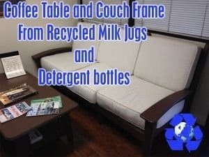 This furniture is made from recycled milk jugs