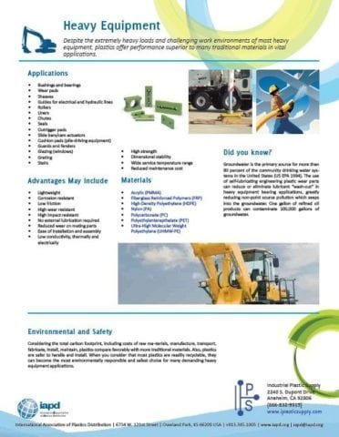 Performance Plastics in Heavy Equipment Applications