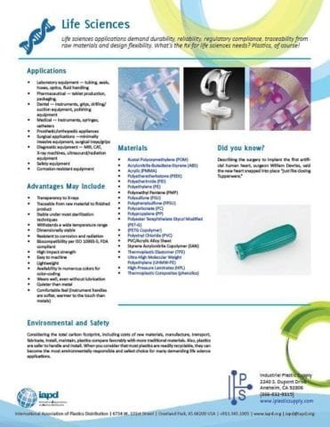 Performance Plastics in Life Science Applications
